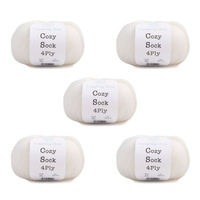Laughing Hens Cozy Sock 4 Ply Pack of 5										 - 001 Cream