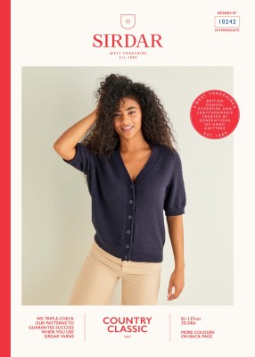 Sirdar Country Classic 10242 V-Neck Short Sleeved Cardigan										 - Sirdar Country Classic 10242