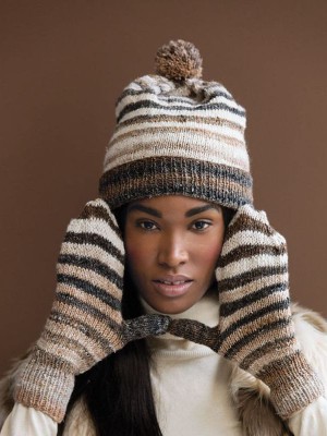 Noro MAG9-11 Striped Slouch Hat and Mittens										