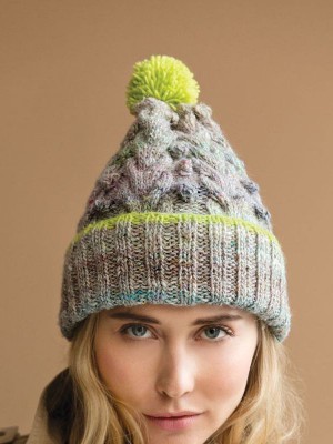 Noro MAG9-14 Cabled Bobble Hat										