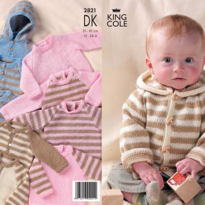 King Cole 2821 Striped and Plain Sweaters and Cardigans										