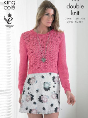 King Cole 4170 Ladies Sweater & Cardigan in King Cole Bamboo Cotton DK										