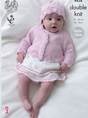 King Cole 4428 Babies Jacket, Hat, Coat & Cardigan in Cottonsoft DK										