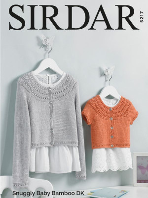 Sirdar 5217 Children's Garter & Eyelet Yoke Cardigans										