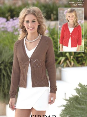Sirdar 7085 Lacy One Button Fastening Cardigan										