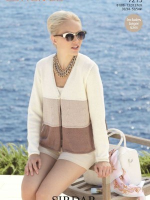 Sirdar 7215 Three Color Striped Sweater										