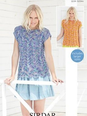 Sirdar 7772 Ladies Lacy Short Sleeve Tops										