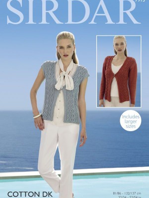 Sirdar 7913 Lacy One Button Fastening Cardigans										