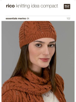 Rico KIC 102 Cable & Lace Cardigan, Hat & Scarf										