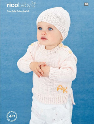 Rico KIC 401 Baby Split Hem Sweater & Simple Beanie Hat										