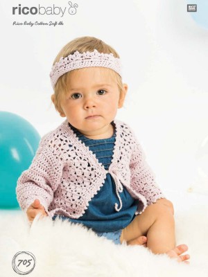 Rico KIC 705 Baby Crochet Cardigan & Headband										
