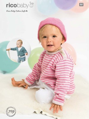 Rico KIC 709 Baby Striped Jumper, Cardigan & Hat										