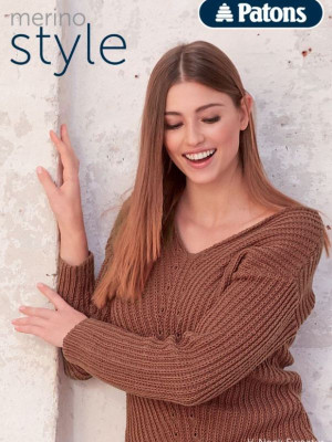 Patons 5352B V Neck Ribbed Sweater										