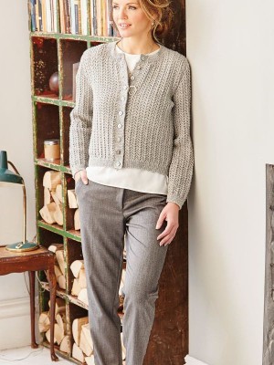 Patons Classic 4-Ply Round Neck Lace Cardigan										