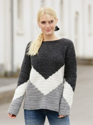 DROPS Black Thunder Crochet Sweater										