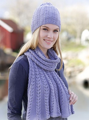 DROPS Ice Flower Hat and Scarf Set										