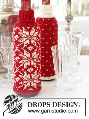 DROPS Icy Toast Fairisle Wine Bottle Covers										
