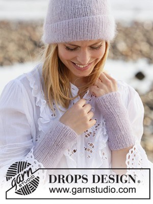 DROPS Lavender Moon Hat & Wrist warmers										