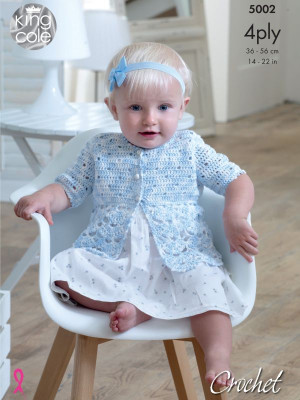 King Cole 5002 Baby Crochet Cardigans & Blanket										