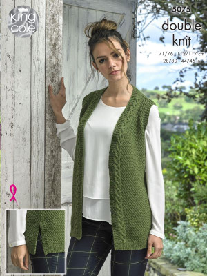 King Cole 5075 Moss Stitch & Cable Cardigan & Waistcoat										