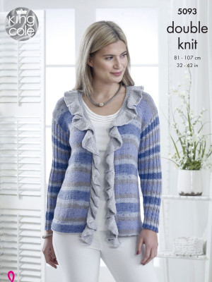 King Cole 5093 Sweater & Cardigan with Flounce										