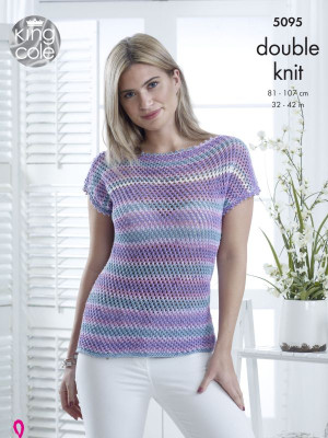 King Cole 5095 Mesh Stitch Top & Cardigan										