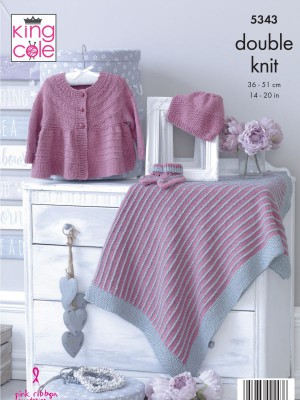 King Cole 5343 Baby Textured Jacket, Hat, Booties & Blanket										