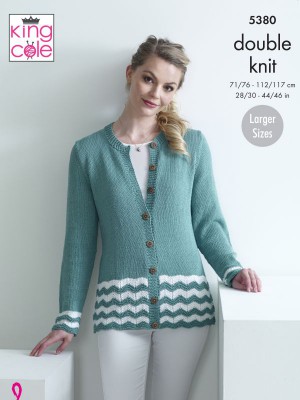 King Cole 5380 Two-Tone Chevron Cardigan & Waistcoat										