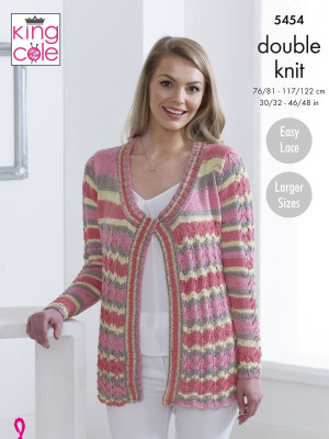King Cole 5454 Lace Edge-to-Edge Cardigan & Waistcoat										