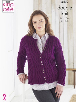 King Cole 5470 Cardigan & Sweater in Merino Blend DK										