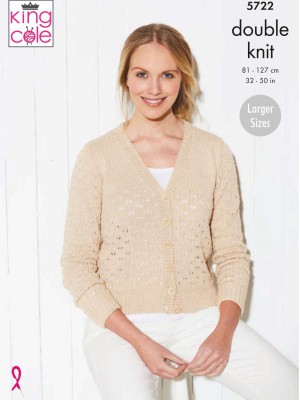 King Cole 5722 Lace Detail Cardigans in Bamboo Cotton DK										