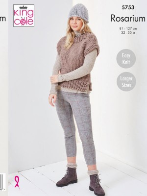 King Cole 5753 Ladies Tanks & Hat in Rosarium Mega Chunky										