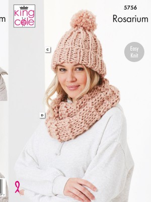 King Cole 5756  Hats & Neck warmers in Rosarium Mega Chunky										
