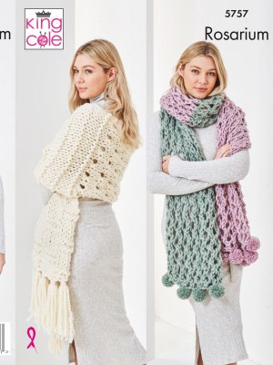 King Cole 5757 Scarves in Rosarium Mega Chunky										