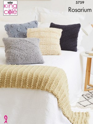 King Cole 5759 Cushions & Bed Runner in Rosarium Mega Chunky										