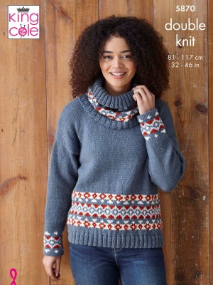 King Cole 5870 Sweaters, Hat and Cowl										