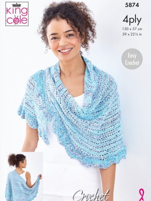 King Cole 5874 Shawls in Summer 4Ply										