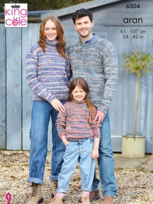 King Cole 6304 Round, Turtle and Cowl Neck Sweaters										