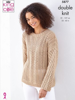 King Cole Ladies Sweaters Knitting Pattern 5877 - Double Knit King Cole Ladies Sweaters Knitting Pattern 5877 - Double Knit