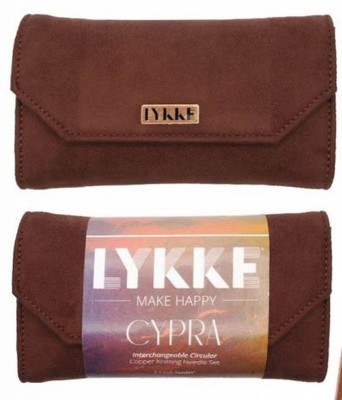 LYKKE Interchangeable Circular Needle Set 3.5in Tips Cypra Brown										 - Brown Vegan Suede