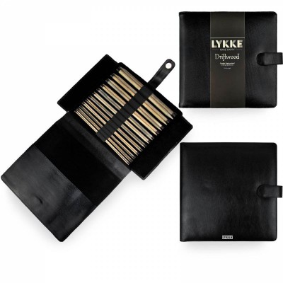 LYKKE Single Pointed Needle Set 25cm (10in) Driftwood Black										 - Driftwood Black Faux Leather