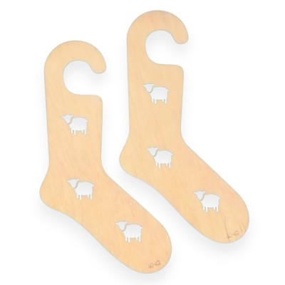 Laughing Hens Pair Wooden Sock Blockers - Sheep-Motif										 - Large (US 9-10 / EU 40-42)