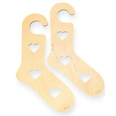 Laughing Hens Pair Wooden Sock Blockers - Heart-Motif										 - Large (US 9-10 / EU 40-42)