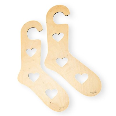 Laughing Hens Pair Wooden Sock Blockers - Heart-Motif										 - Medium (US 7.5-9 / EU 38-40)