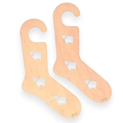 Laughing Hens Pair Wooden Sock Blockers - Sheep-Motif										 - Small (US 5-6.5 / EU 35-37)