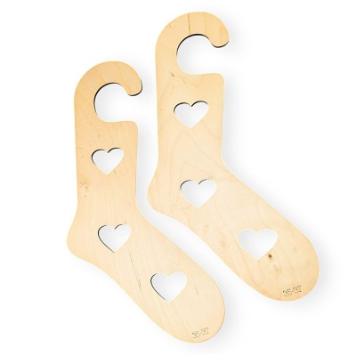 Laughing Hens Pair Wooden Sock Blockers - Heart-Motif										 - Small (US 5-6.5 / EU 35-37)