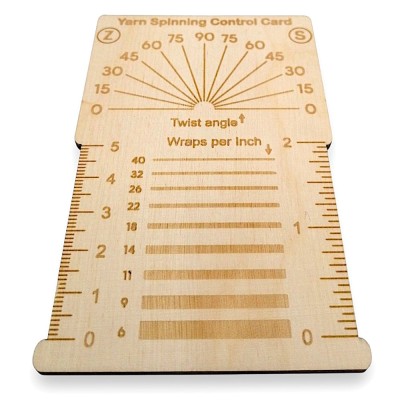 Laughing Hens Wooden Yarn Spinning Control Card										 - WPI Gauge and Twist Angle Tool
