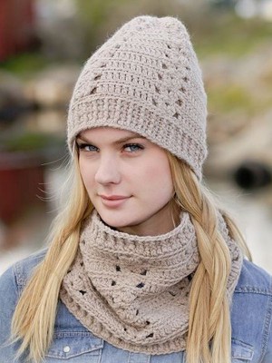DROPS Linn Crochet Hat & Cowl										