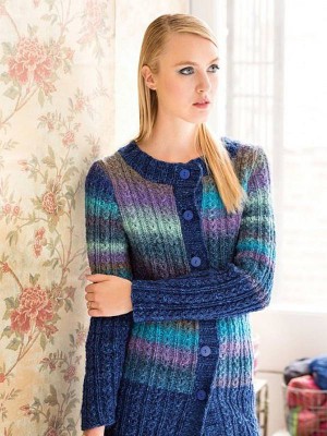 Noro MAG5-21 Faux Cables Long Cardigan										