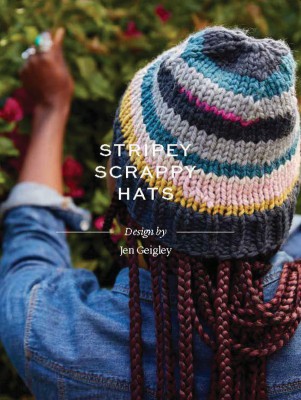 Scrappy hat stashbuster knitting pattern